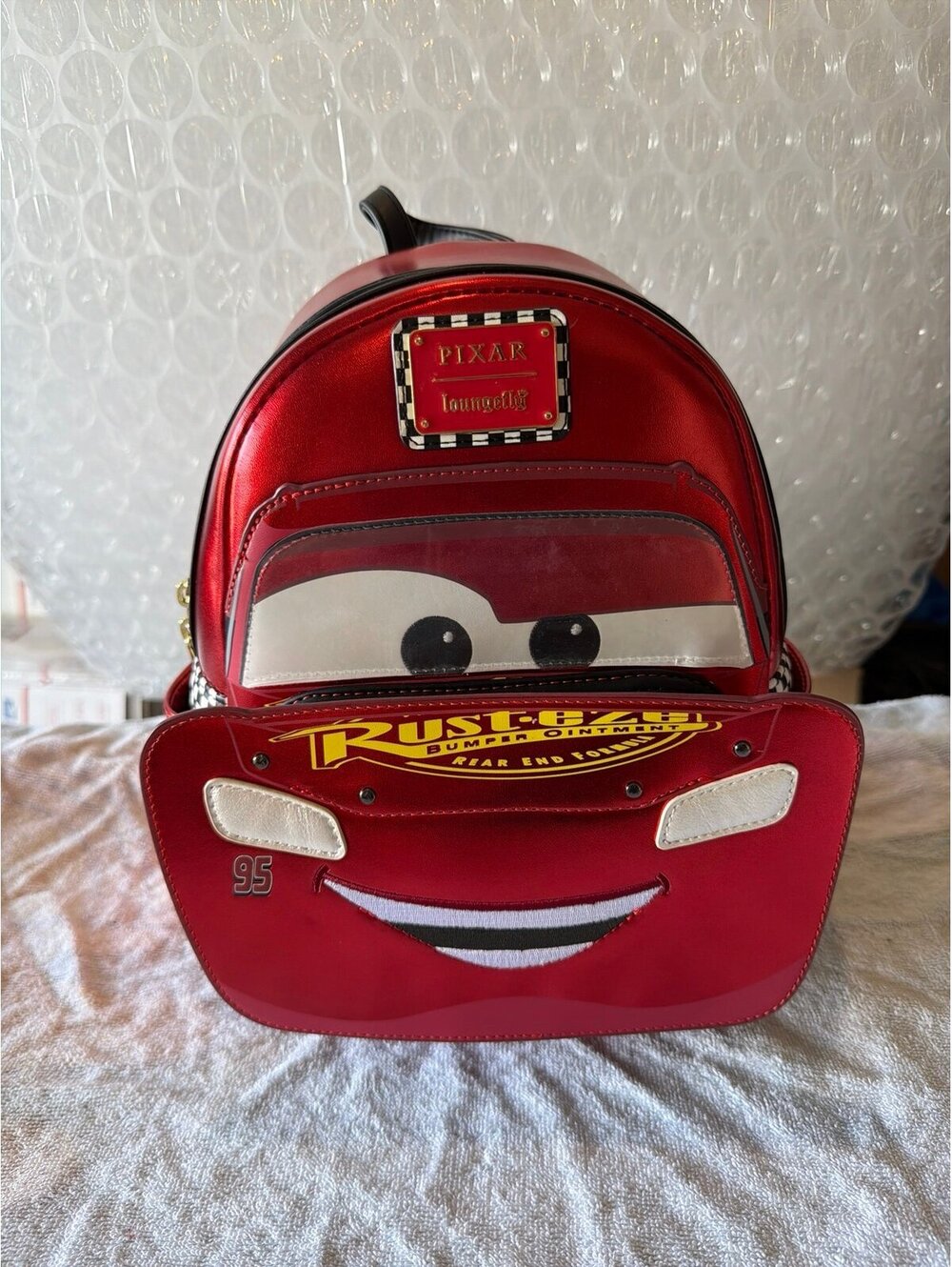 Loungefly Pixar Cars Metallic Lightning McQueen Cosplay Backpack NWT